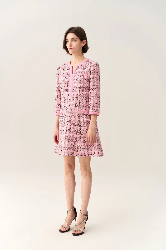 Check Tweed A-line Dress