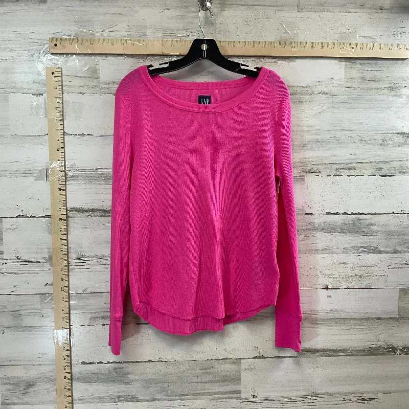 Top Long Sleeve Basic By Gap In Pink, Size: M