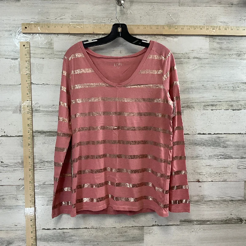 Top Long Sleeve Basic By Loft In Pink, Size: M