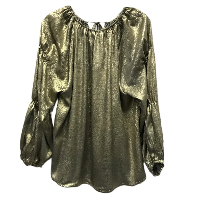 Top Long Sleeve By Cme In Gold, Size: L