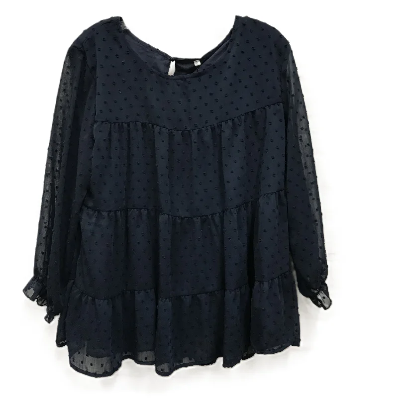 Top Long Sleeve By Cme In Navy, Size: Xl