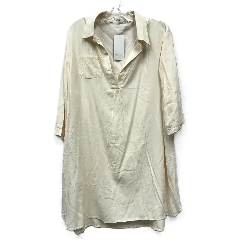 Top Long Sleeve By Cme In Tan, Size: L