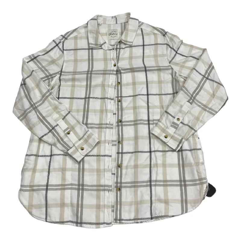 Top Long Sleeve By Jachs Girlfirend In Plaid Pattern, Size: L