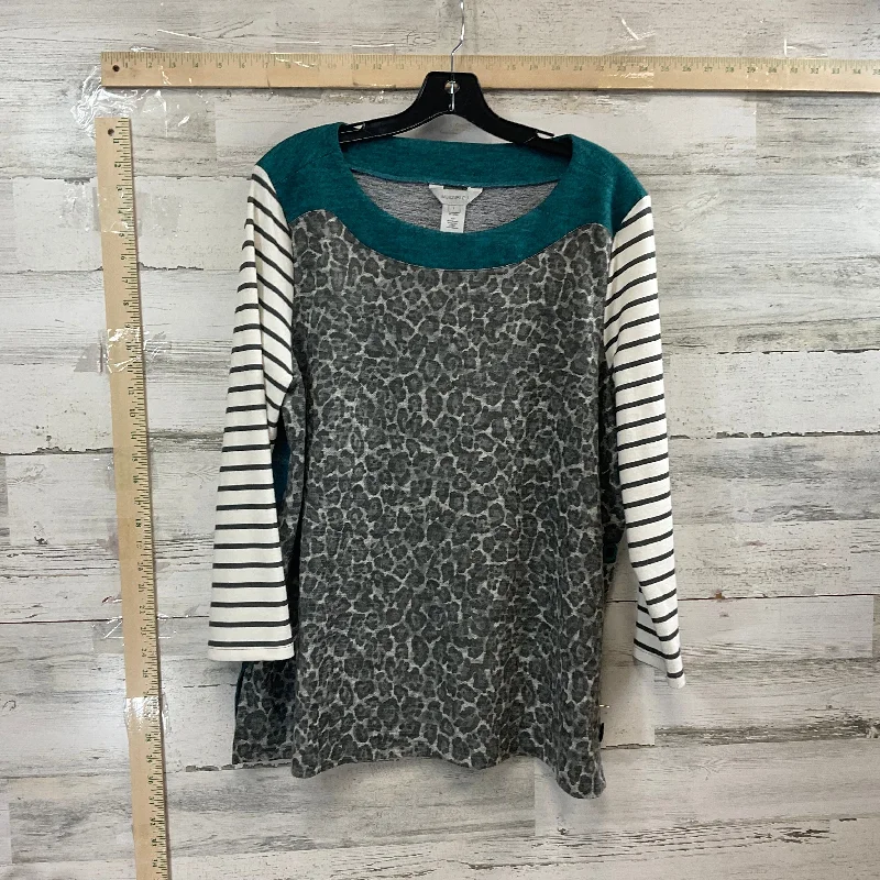 Top Long Sleeve By Multiples In Animal Print, Size: L