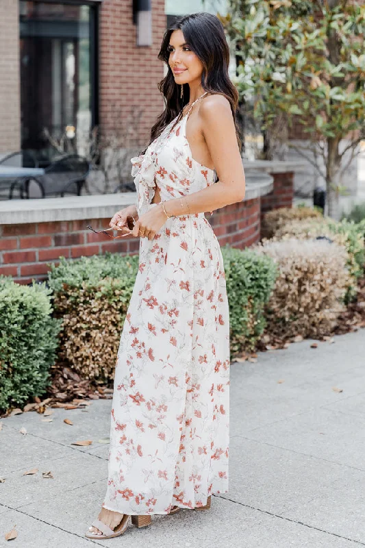 True Beauty White Floral Printed Cut Out Maxi Dress FINAL SALE