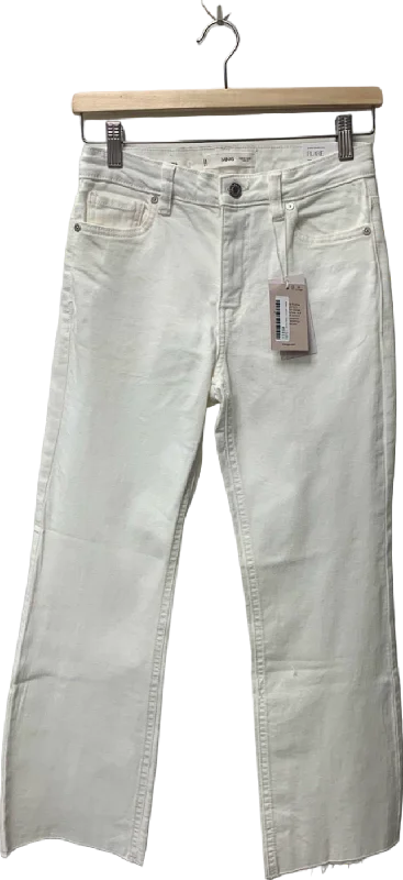 Mango White High-waist Regular-fit Cropped Flare Jeans UK 8