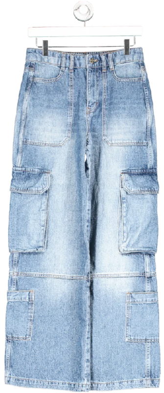 ME + EM Blue Baggy Cargo Jeans W25