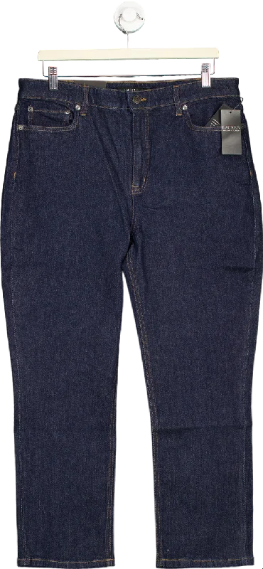 Ralph Lauren Dark Blue High-Rise Straight Ankle Jeans UK 18