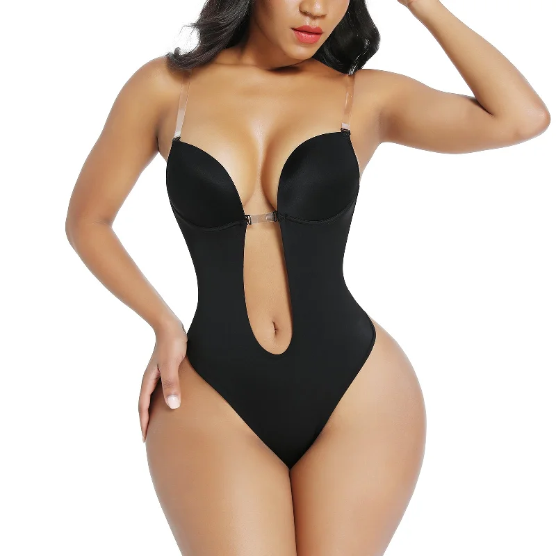 Bombshell Backless Bra Bodysuit - Black