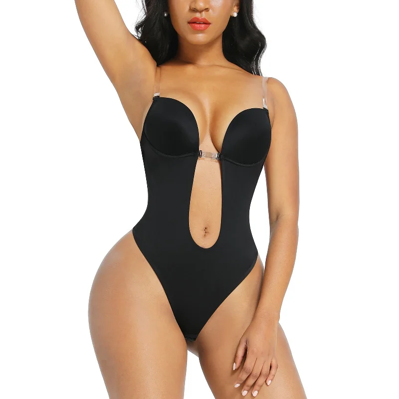 Bombshell Backless Bra Bodysuit - Black