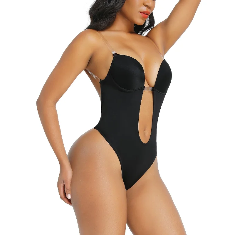 Bombshell Backless Bra Bodysuit - Black