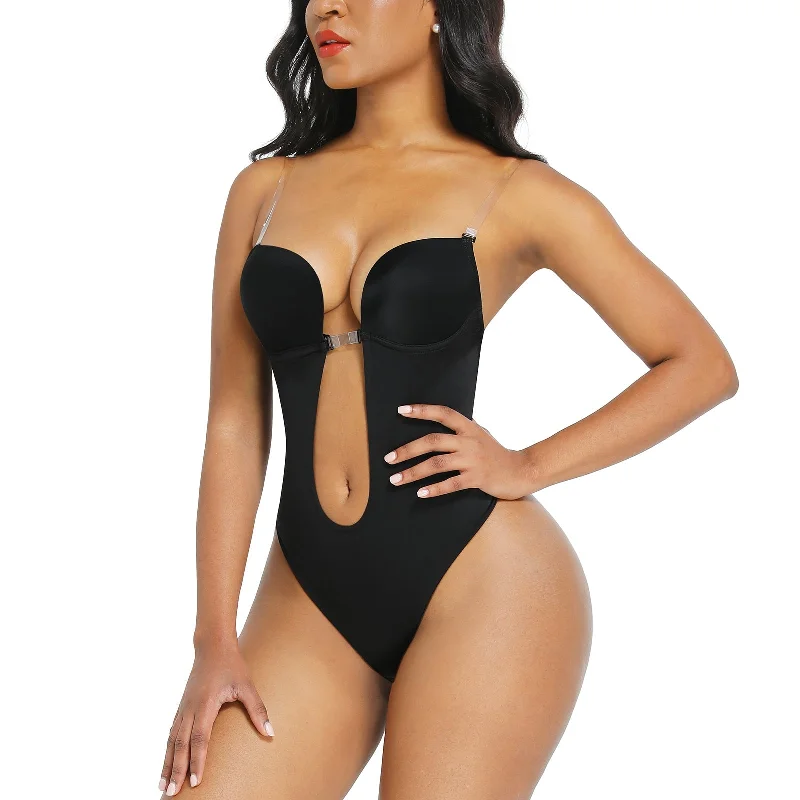 Bombshell Backless Bra Bodysuit - Black