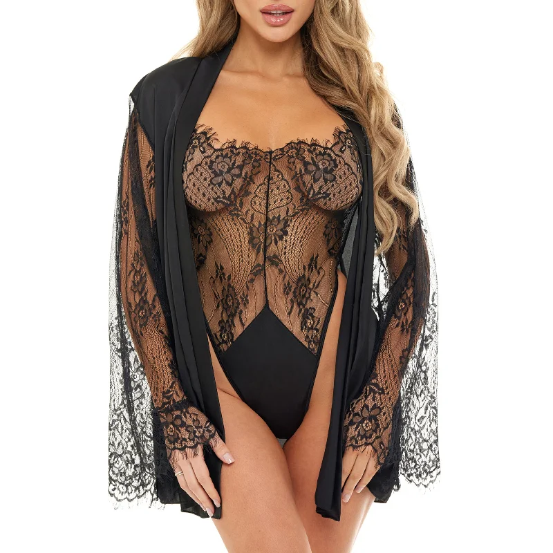 Elishia Lace Teddy Robe Set