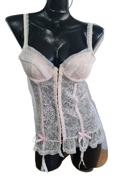 Victorias Secret Lujosa Lencería Babydoll Con Ligas 34b