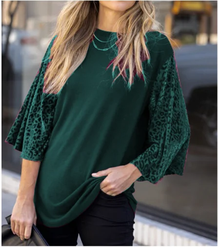 LS Boat Neck with Velvet Leopard Burnout Top