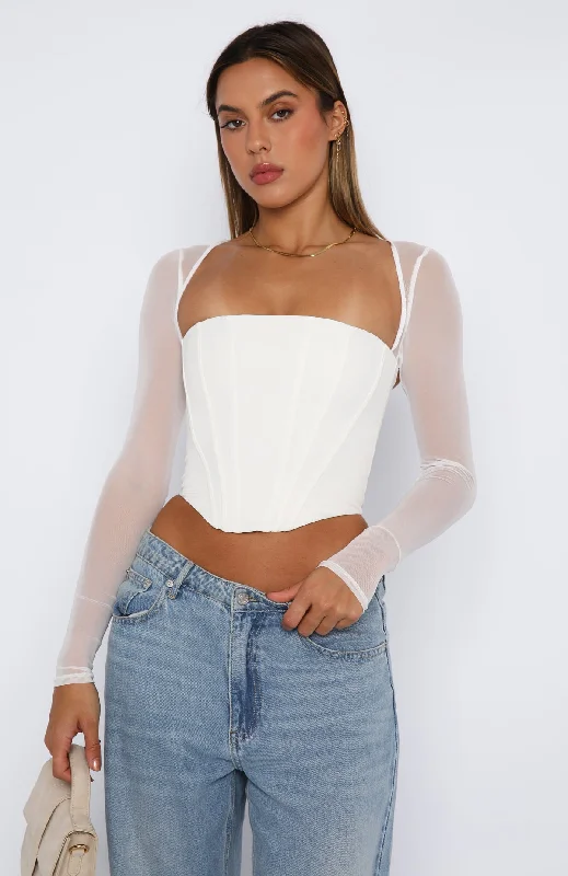 Notice Me Long Sleeve Bustier White