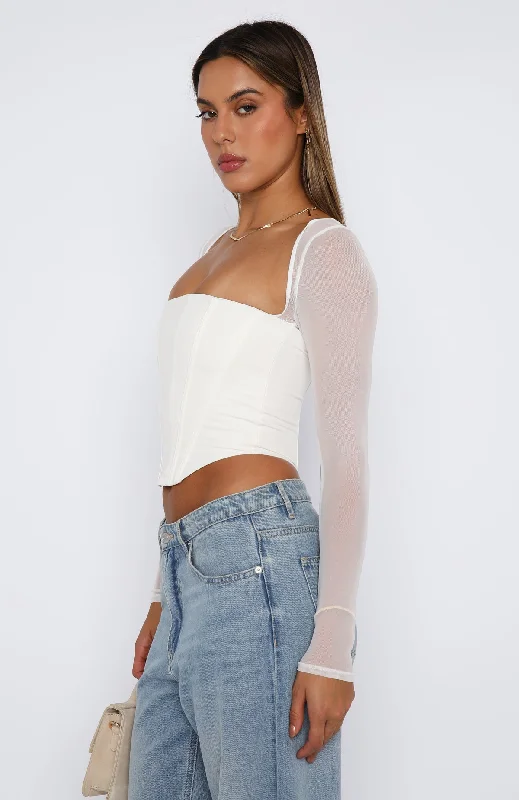 Notice Me Long Sleeve Bustier White