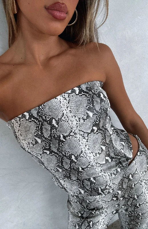 Snake Bite Strapless PU Bustier Snake