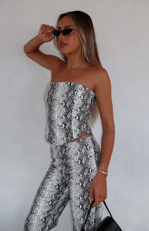 Snake Bite Strapless PU Bustier Snake