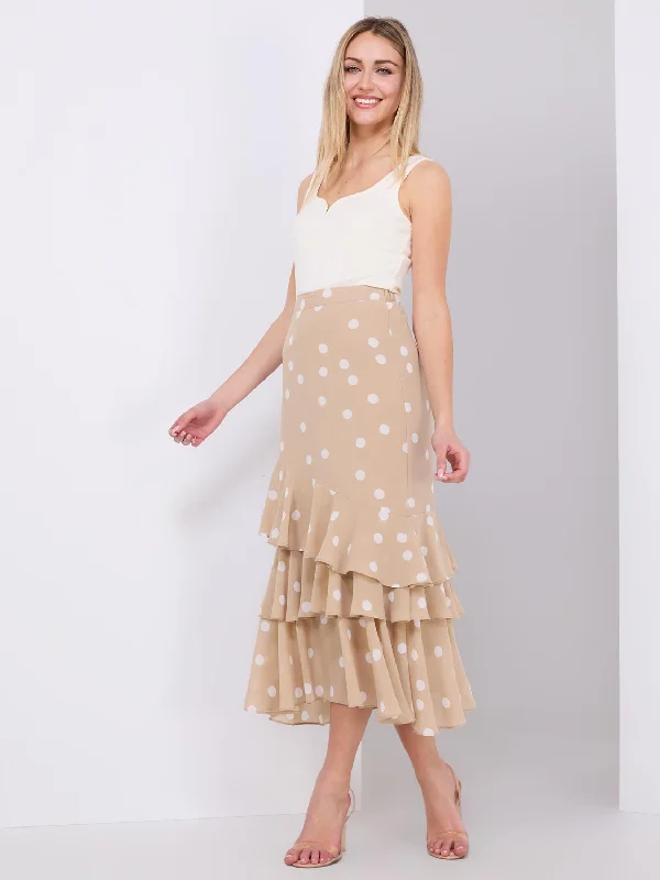 3-Tier Dot Print Chiffon Flounce Skirt