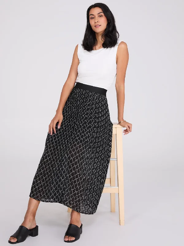 Printed Pleated Chiffon Skirt