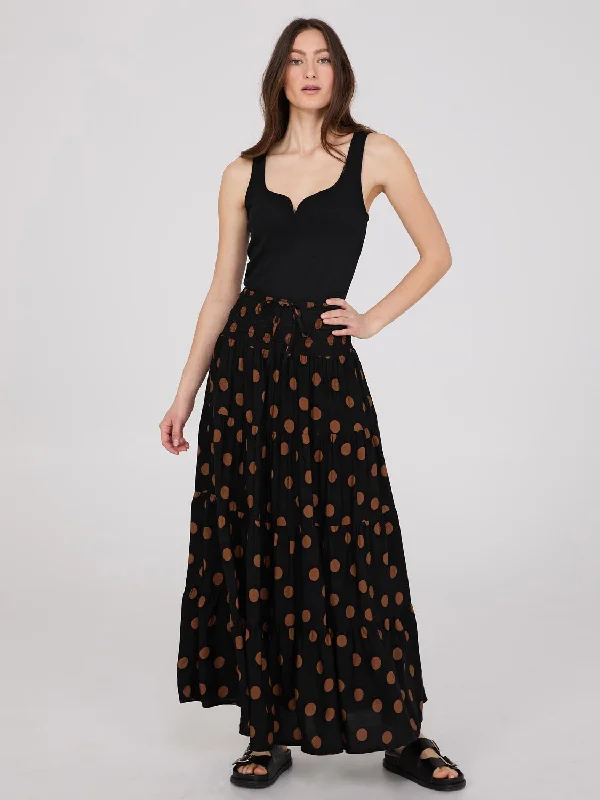 Polka Dot Tiered Maxi Skirt