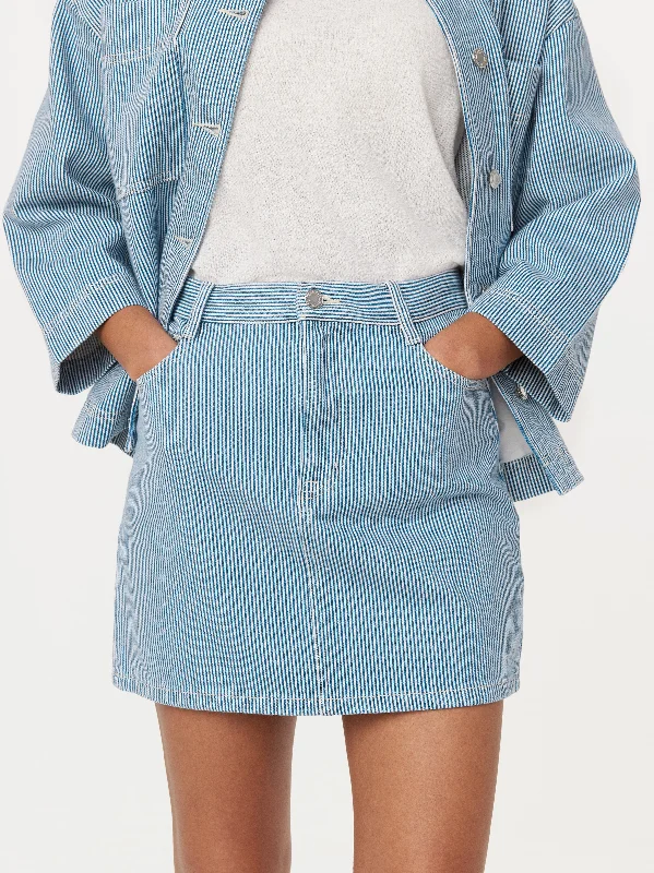 The Carpenter Mini Denim Skirt in Cobalt