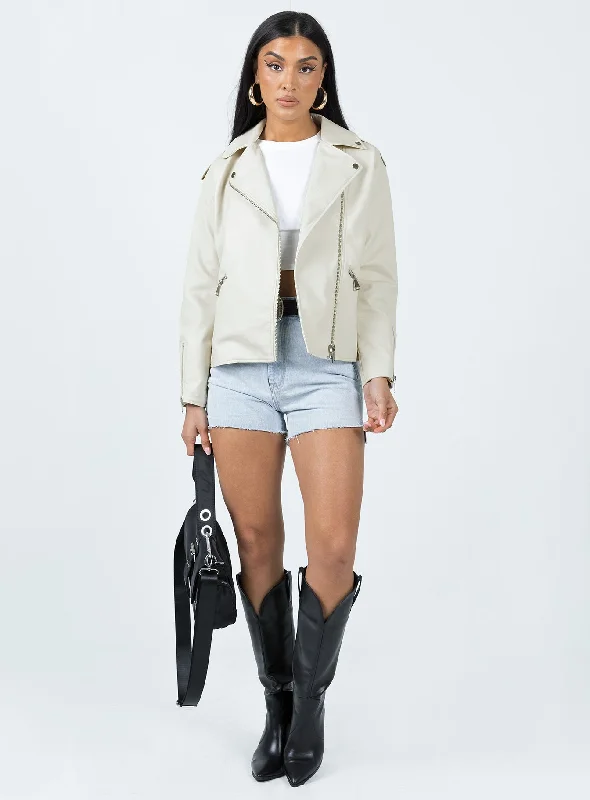 Auburn Faux Leather Jacket Cream