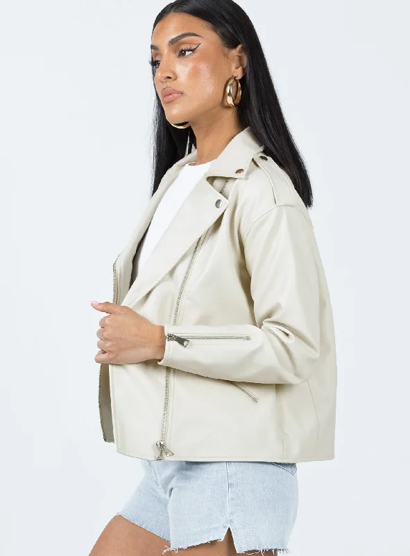 Auburn Faux Leather Jacket Cream