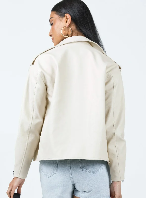 Auburn Faux Leather Jacket Cream