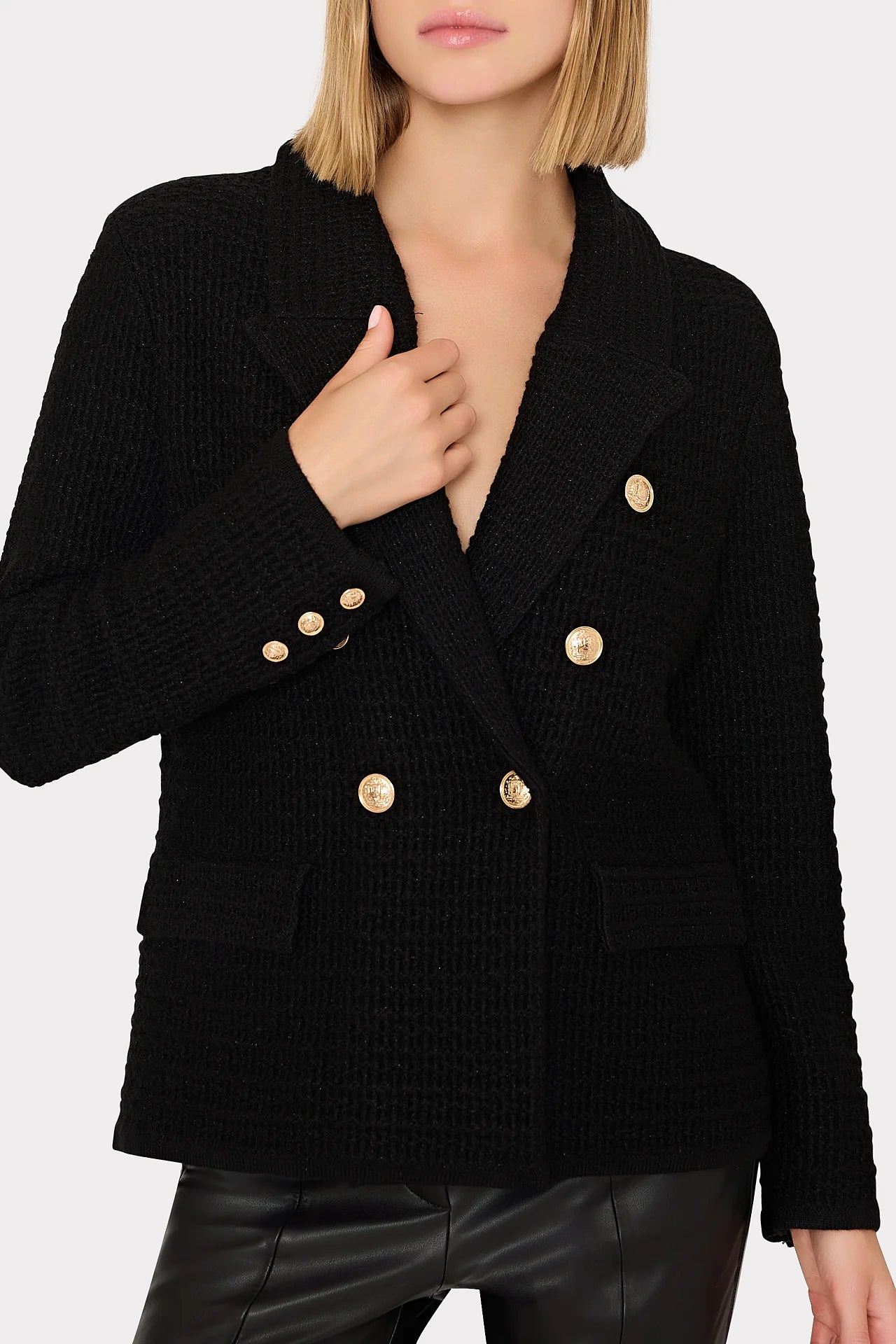 Kimmie Textured Knit Blazer - Black