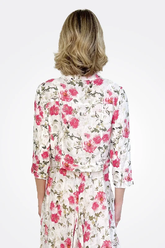 Menlow Linen Crop Jacket - Fuchsia Floral