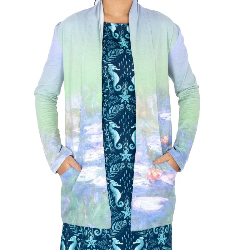 Monet's Water Lilies Printed Cardigan