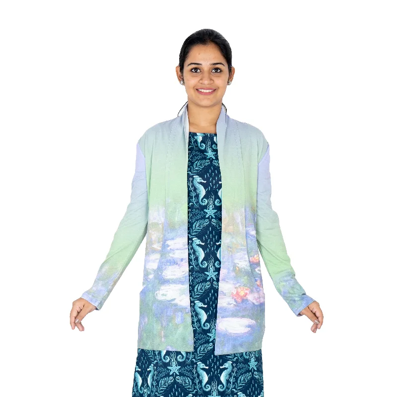 Monet's Water Lilies Printed Cardigan