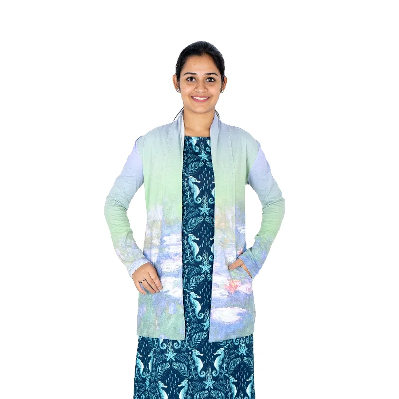 Monet's Water Lilies Printed Cardigan