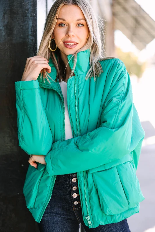 Moving On Emerald Green Puffer Jacket