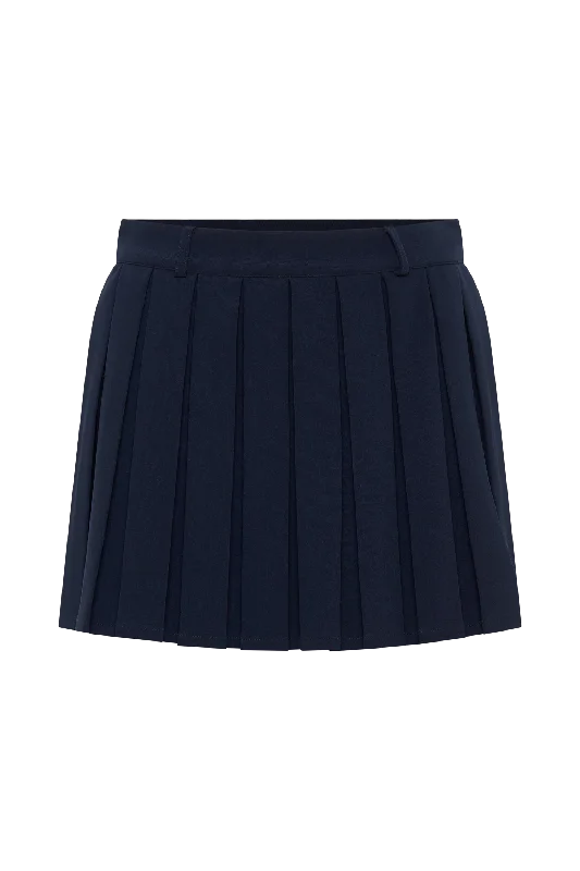 Mura Pleated Mini Skirt - Navy