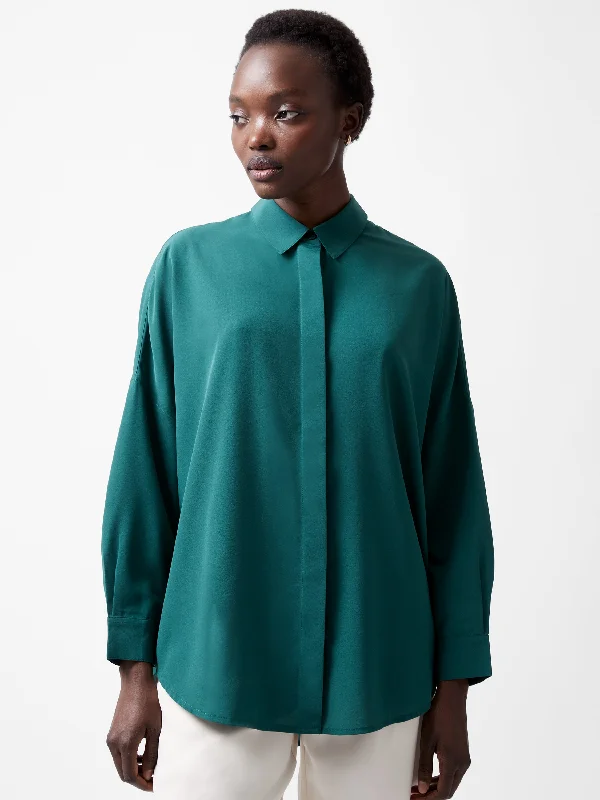 Caprina Recycled Crepe Long Sleeve Button Shirt