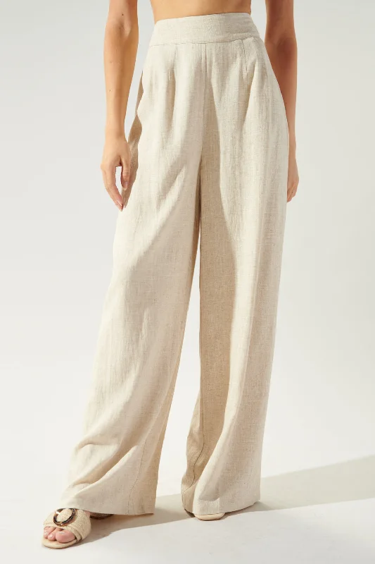 Saint Tropez High Waist Linen Wide Leg Pants