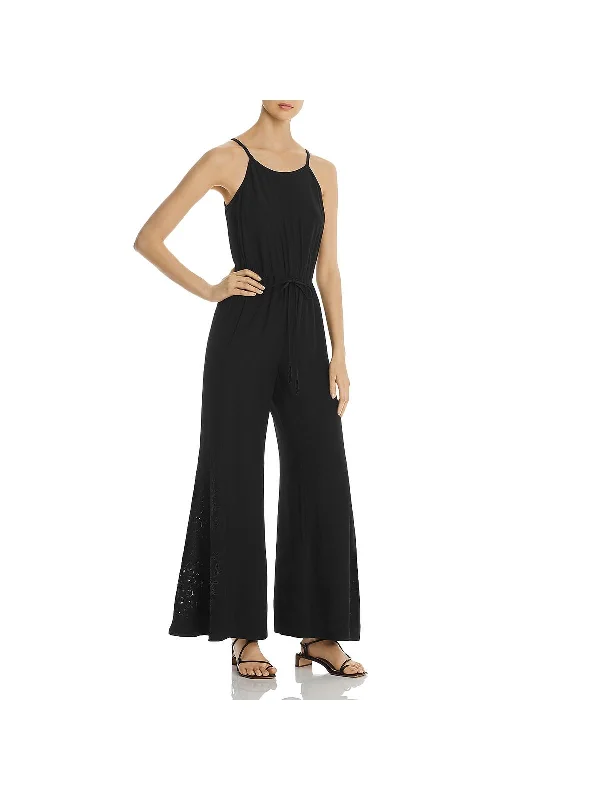 Elsie Womens Wide Leg Embroidered Jumpsuit