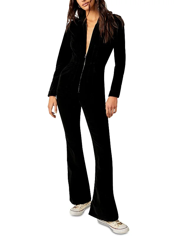 Jayde Womens Corduroy Flare Jumpsuit