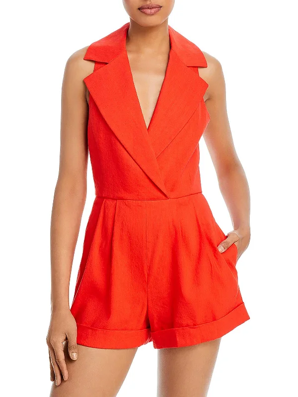 Meritt Womens Cuffed Surplice Romper