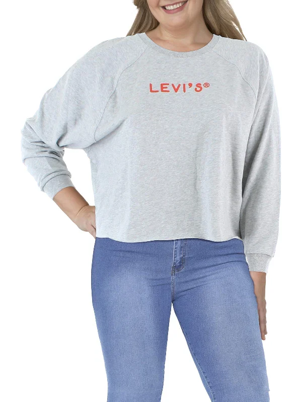 Plus Womens Logo Raw Hem Sweatshirt