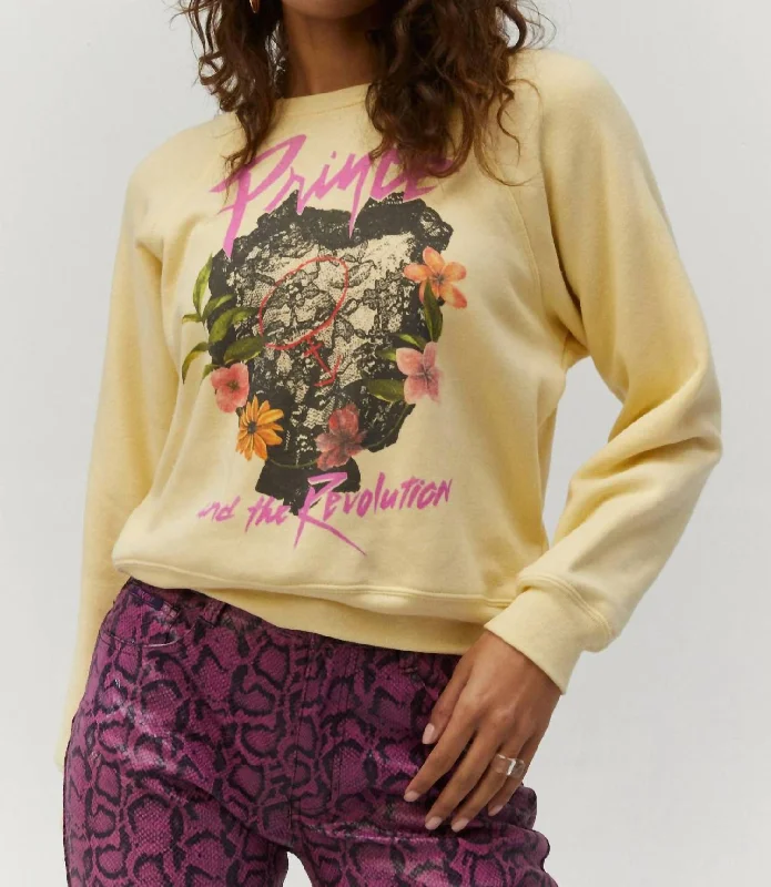 Prince And The Revolution Raglan Crew Sweatshirt In Yellow