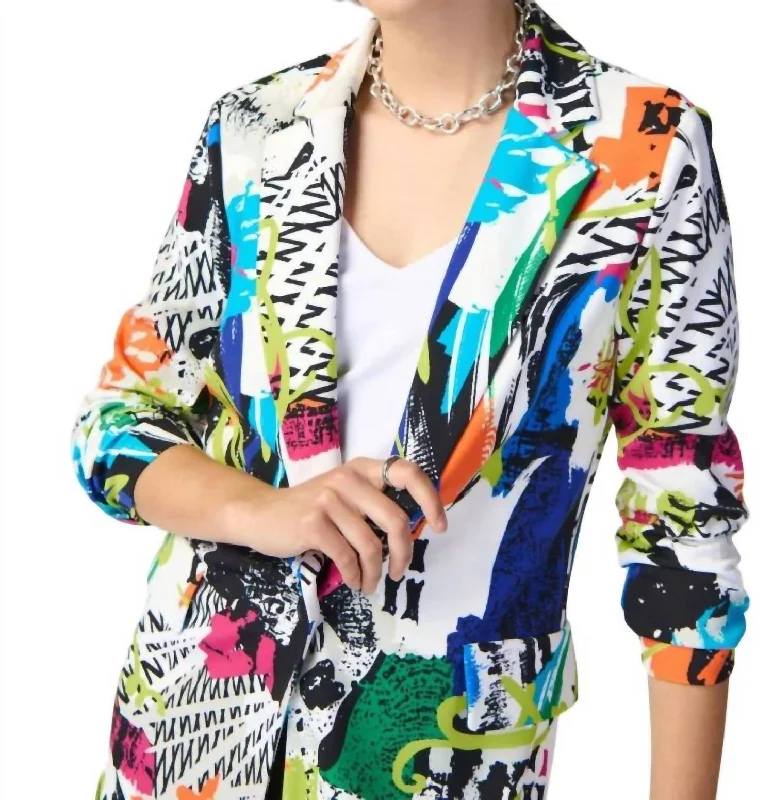 Printed Blazer In Vanilla/multi