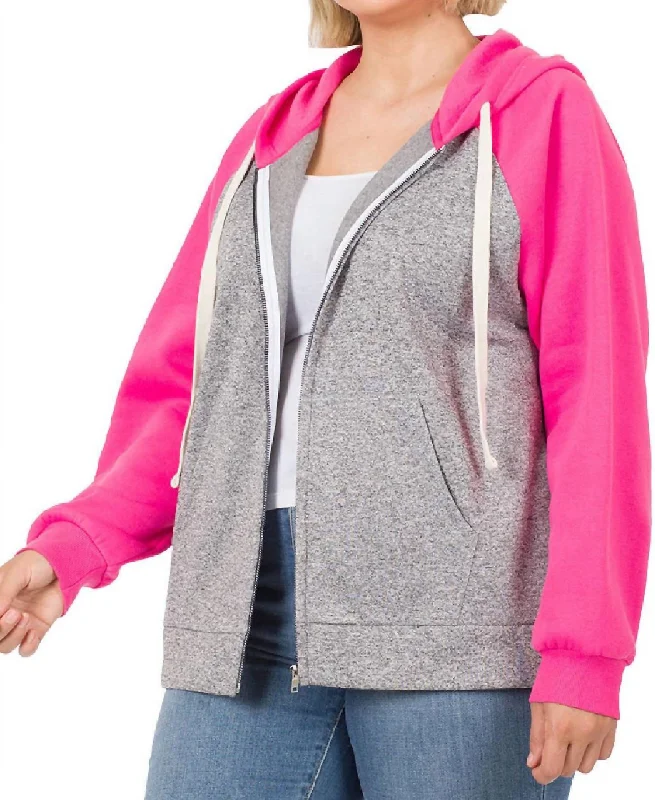 Raglan Sleeved Hoodie In Fuchsia