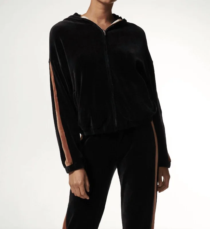 Velour Sporty Zip-Up Sweatshirt In Neptune/rose