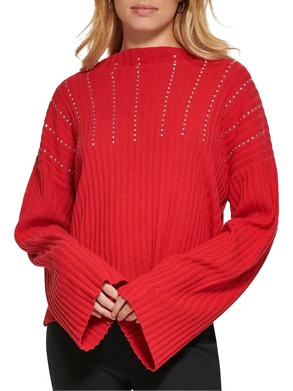 Womens Embellished Cotton Pullover Sweater