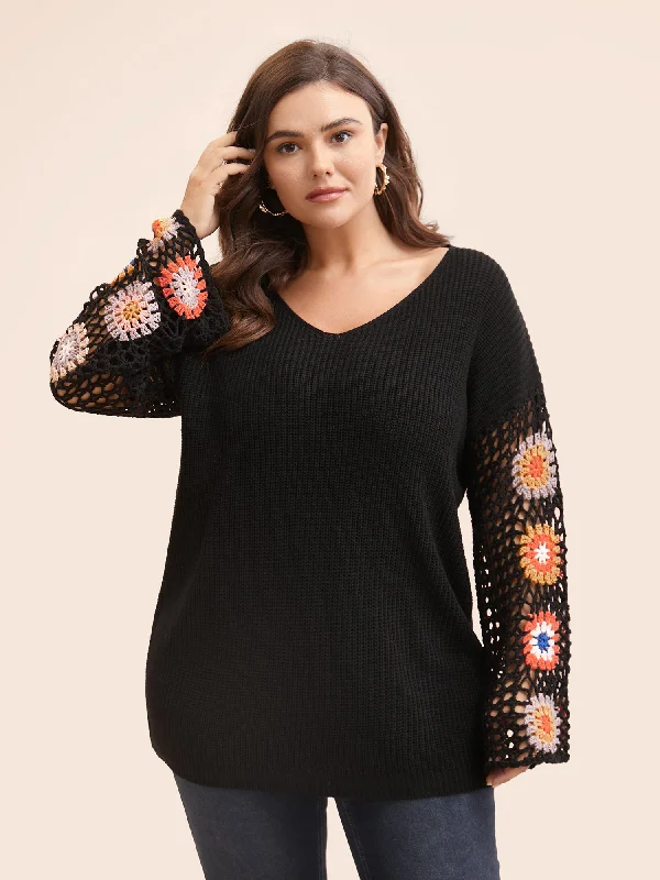 Floral Embroidered Hollow Out Pullover