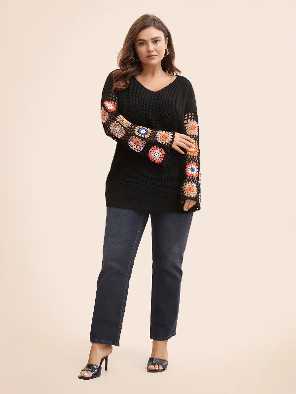 Floral Embroidered Hollow Out Pullover